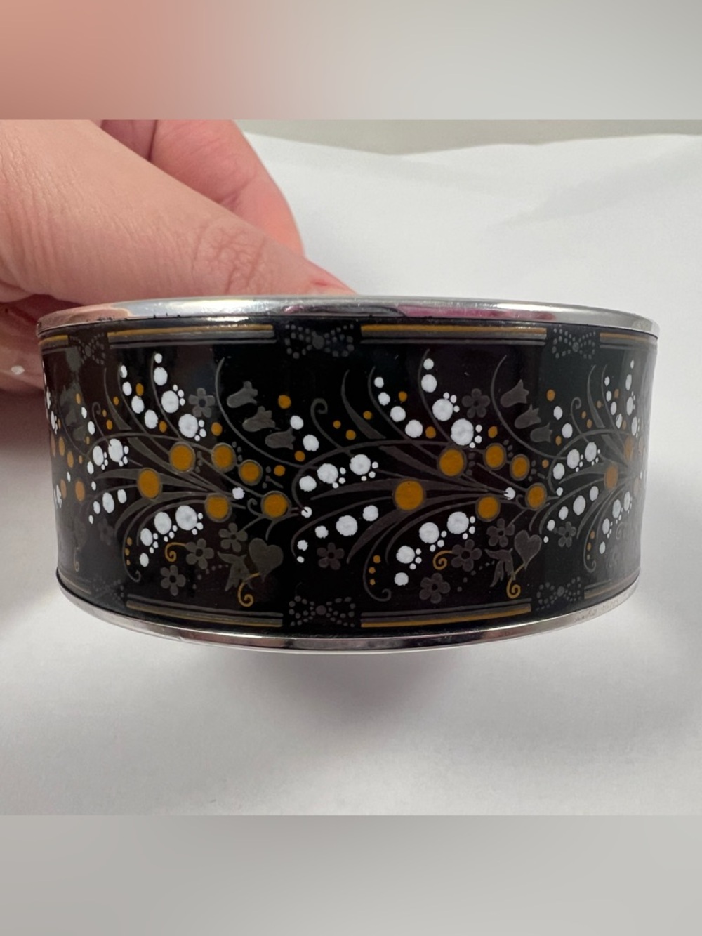 Vintage Michaela Frey Wide Enamel Bangle Bracelet Handmade Austria & Signed